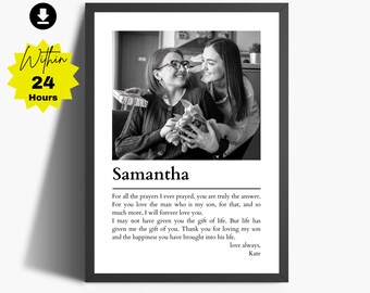 Personalized Daughter-in-Law Gift: Custom Name Definition Photo Print (Digital Download