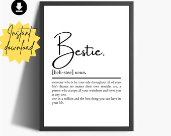 Bestie Definition Print: Freundschaft Geschenk (Digitaler Download)
