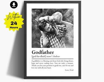 Personalized Godfather Definition Print, Godparent Photo Gift (Digital Download)