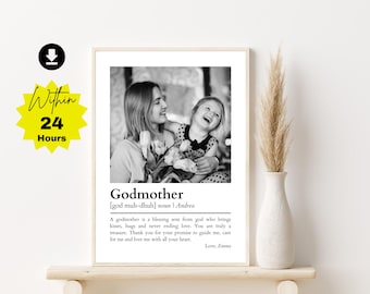 Personalized Godmother Definition Print, Baptism Gift (Digital Download)