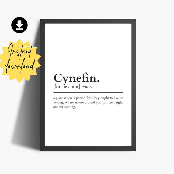 Cynefin Definition Print | Welsh Sayings | Welsh Words | Welsh Quotes | Welsh Wall Art | Positivity Prints | Home Decor | Bedroom Wall Art