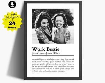 Work Bestie Definition Print, Coworker Leaving Gift (Digital Download)
