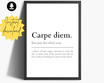 Carpe Diem Definition Print: Motivierende Wandkunst (Digitaler Download)