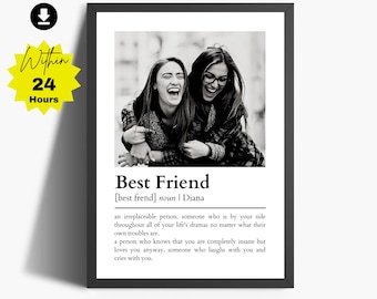 Bestfriend Gift, Roommate Gift, Soul Sister Gift, Personalized Best Friend Present, Best Friend definition, Birthday Photo Gift