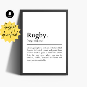 Rugby Definition Print | Rugby Gift | Rugby Art | Definition Print | Dictionary Print | Gaming Prints | Game Room Decor | Gaming Wall Art