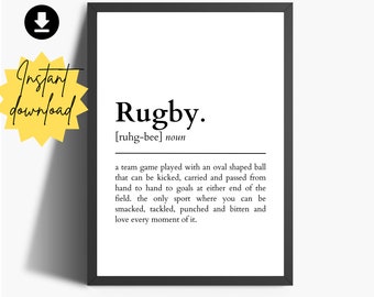 Rugby-definitieprint: decoratie gameroom aan de muur (digitale download)