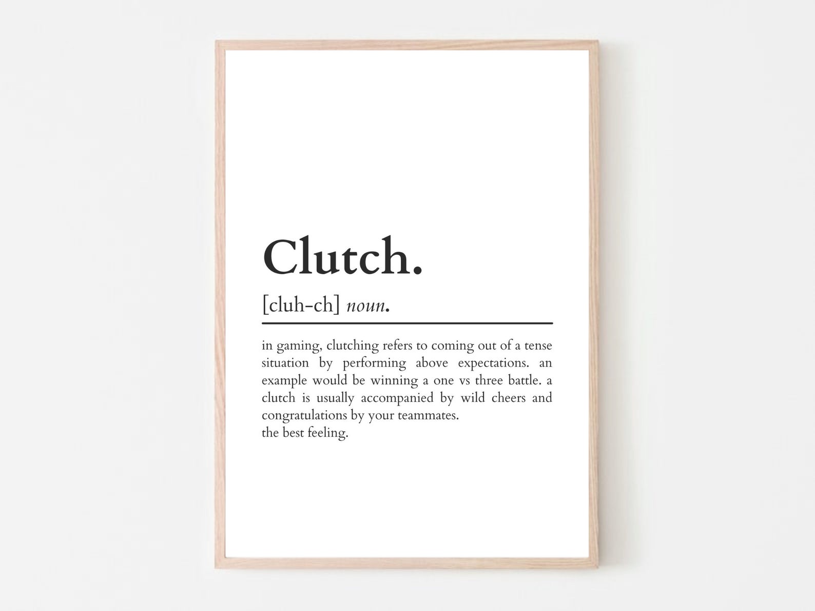 Clutch Definition Print Gaming Prints Gaming Poster Dictionary Style