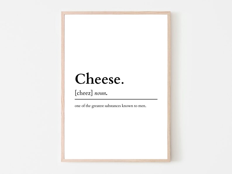 Cheese Definition Print Kitchen Print Kitchen Decor Kitchen Wall Art