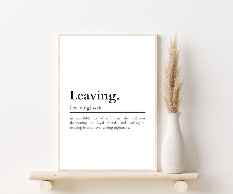 Leaving Definition Print Farewell Gifts Gift for Coworker Dictionary