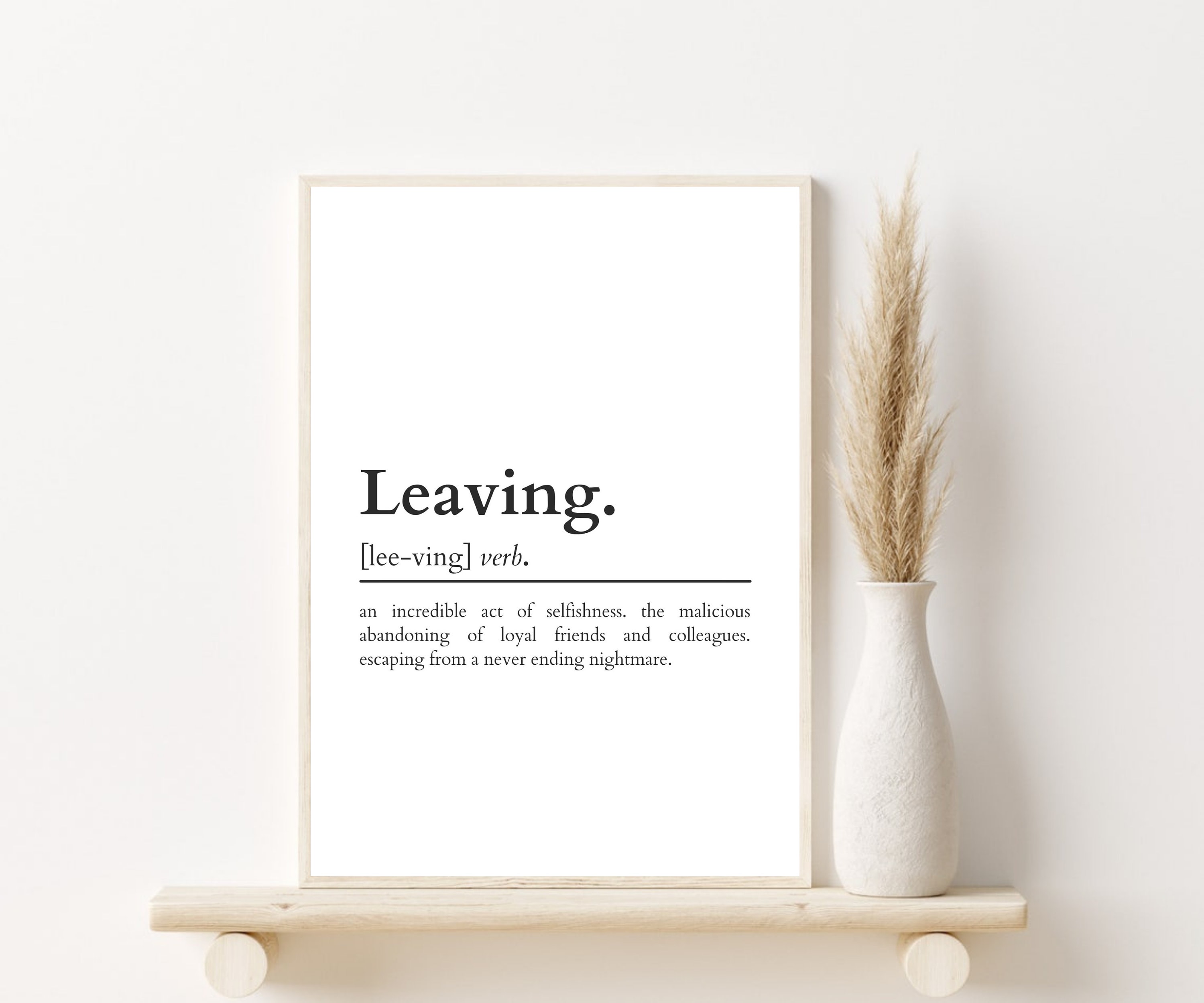 Leaving Definition Print Farewell Gifts Gift for Coworker Dictionary