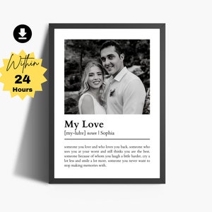 Cadeau du 9e anniversaire | Impression de définition de My Love | Cadeau d'anniversaire de mariage personnalisé pour mari | Impression cadeau petit ami pour la Saint-Valentin