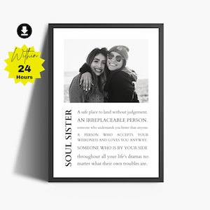 Soul Sister Personalized Print | Soul Sister Gift | Best friend Gift| Friendship Gift| Gift For Best Friend| Soul Sister Definition Wall Art