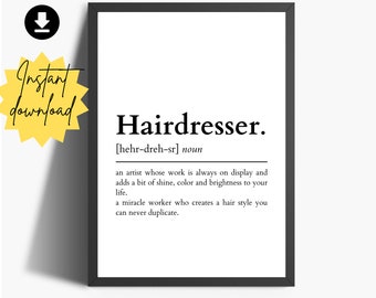 Hairdresser Definition Print: Hair Salon Decor (Digital Download