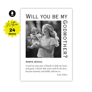 Godmother Proposal Gift, Will You Be My Godmother Card, Godparents Proposal, Photocard Baptism Proposal, Madrina Proposal (Digital Download)