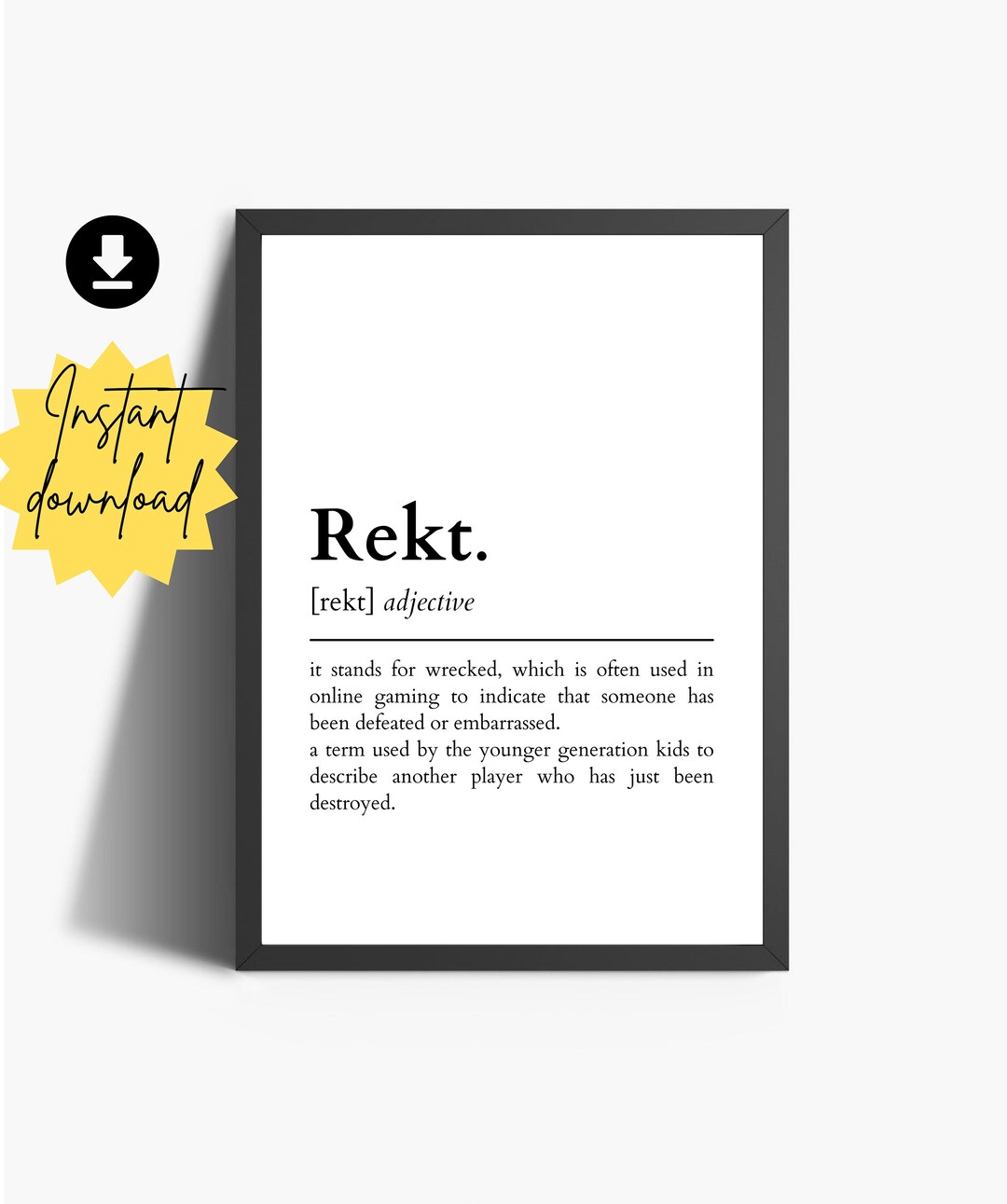 Rekt Definition Gaming Print | Gamer Room Wall Art | Boys Bedroom Decor  (digital Download) - Etsy