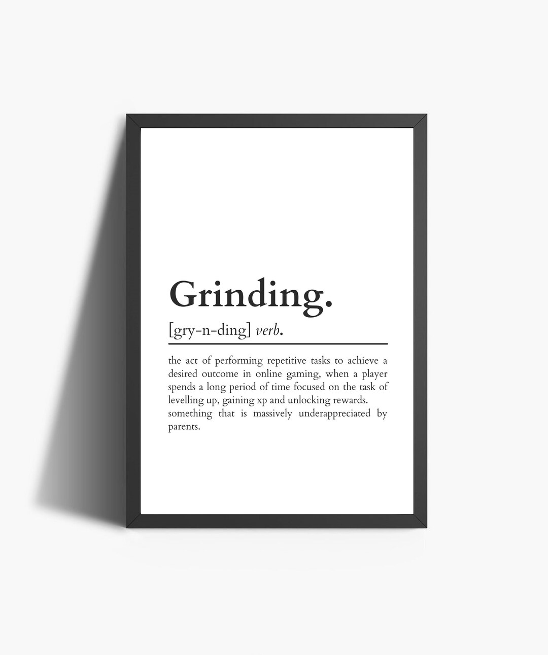 Grinding Definition Print Gaming Wall Art Dictionary Style Etsy