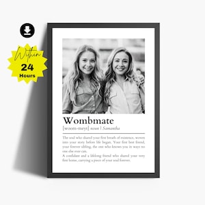 Twin Sister Gift: Wombmate Definition Art Print (Digital Download)