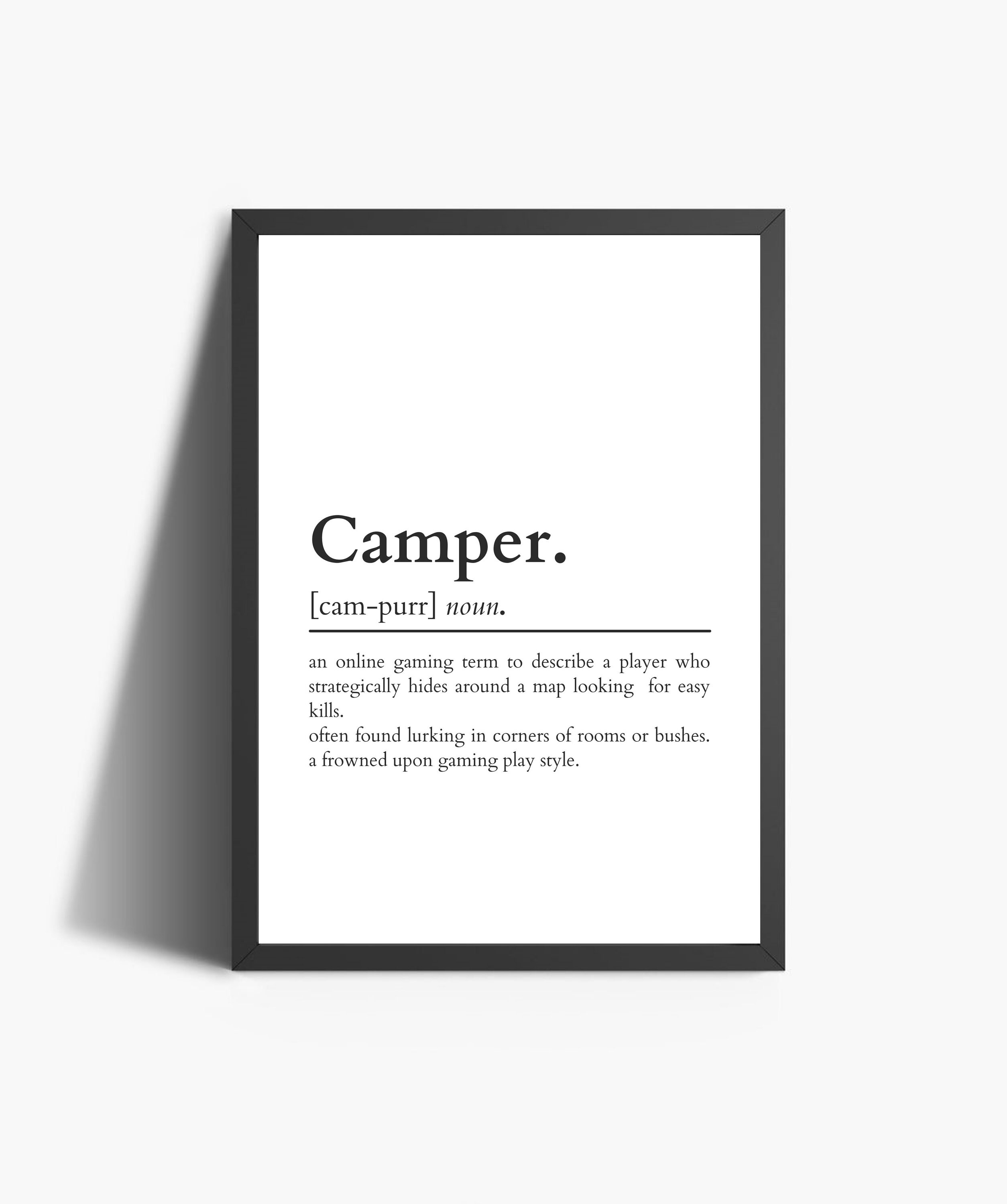 Camper Definition Print Gaming Wall Art Gaming Prints Game Room Wall