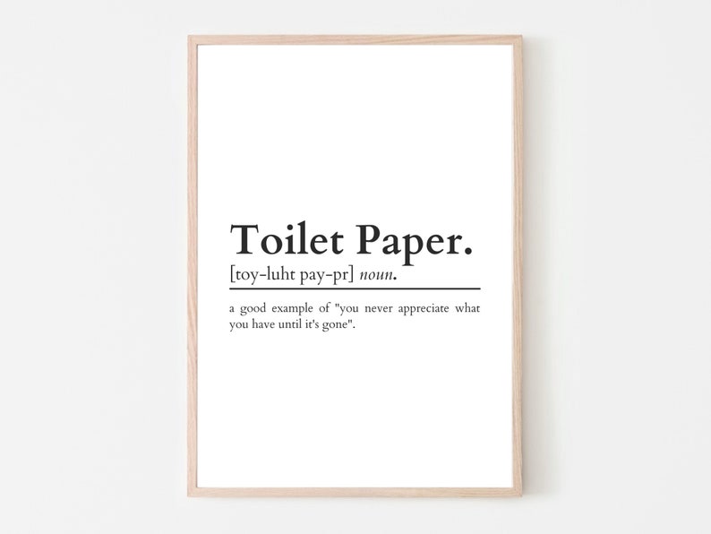 Toilet Paper Definition Print Bathroom Prints Funny Bathroom Wall Art