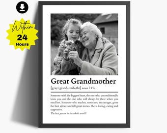 Great Grandmother Definition | Great Grandma Gift | Christmas | Birthday | Grandmom | From Grandchildren | Personalized | Digital Download