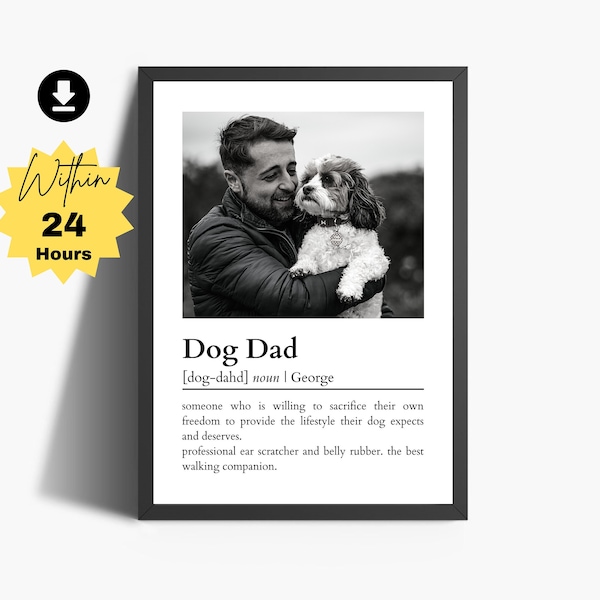 Définition de papa chien | Impression personnalisée de papa chien | Cadeau pour amoureux des chiens | Cadeau papa chien | Cadeau pour propriétaire de chien | Meilleur cadeau pour les amoureux des chiens | Personnalisé