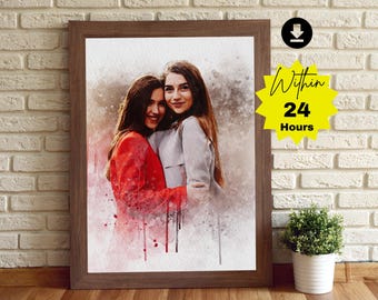 Custom Watercolor Coworker Portrait: Personalized Leaving Gift (Digital Download)