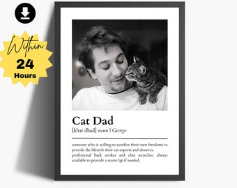 Personalized Cat Dad Definition Print, Cat Photo Gift (Digital Download)