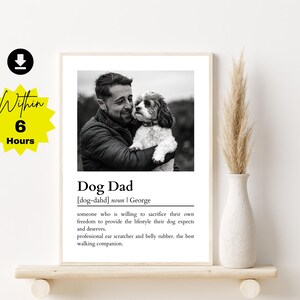 Regalo per papà cane / Regalo fotografico personalizzato / Definizione di papà cane / Definizione regalo fotografico / Stampe personalizzate per papà cane / Arte murale per papà cane / Stampabile