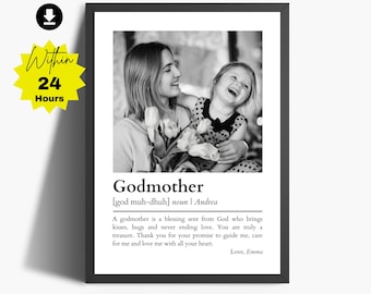 Personalized Godmother Definition Print, Madrina Gift, Godparent Gift (Digital Download)