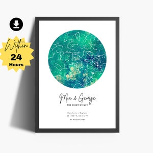 Benutzerdefinierte Sternenkarte | Geschenk zum 20-jährigen Jubiläum | Besondere Datum Sternkarte | Jubiläum Sternenkarte | Hochzeit Sternkarte | Sternenkarte Poster