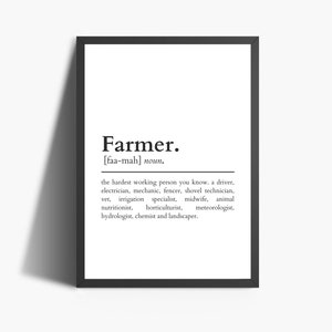 Farmer Definition Print | Gift For Formers | Card For Farmers | Dictionary Style Definition Print | Definition Wall Art | Typography Prints