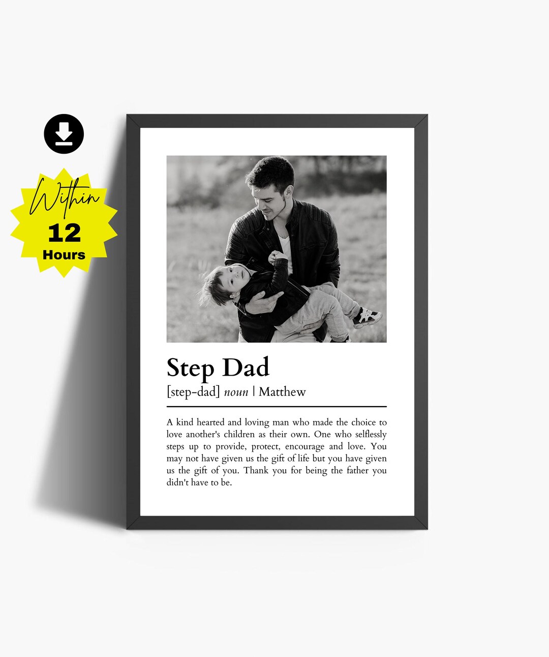 Step Dad Definition Personalized Step Dad Definition Print | Custom Photo Gift (digital ...