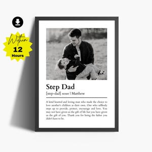 Gepersonaliseerde fotocadeau stiefvader | Stiefvadercadeau | Valentijnsdagcadeau voor stiefvader | Aangepaste afdruk voor stiefvader | Stiefvadercadeau | Bonusvader