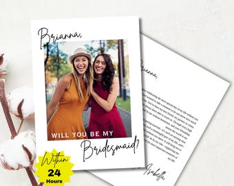 Will You Be My Bridesmaid Card, Matron of Honor Proposal, Maid of Honor Card, Flower Girl Proposal (Digital Download)