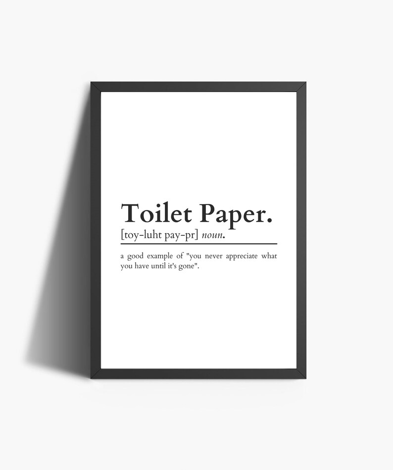 Toilet Paper Definition Print Bathroom Prints Funny Bathroom Wall Art