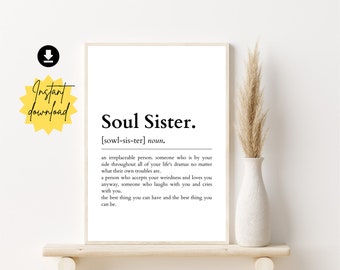 Soul Sister Definition Print | Best Friend Gift (Digital Download)