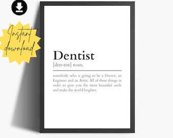 Dentist Definition Print: Typography Art (Digital Download)