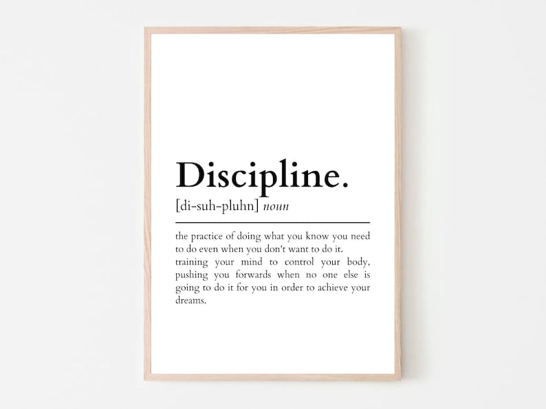 Discipline Definition Print Printable Wall Art Discipline Etsy