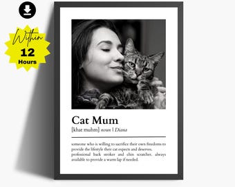 Personalized Cat Mom Definition Print, Cat Lover Gift (Digital Download)