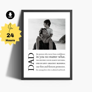 Définition papa | Carte Beau-père imprimable | Impression papa personnalisée | Impression personnalisée beau-père | Du fils| De ma fille| Cadeau d'anniversaire de papa