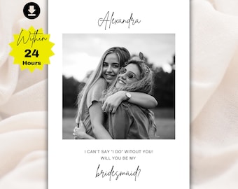 Personalized Maid of Honor Card | Wedding Proposal Photo Card | Digital Download