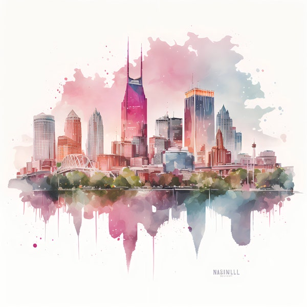 Nashville Skyline Wall Art Etsy