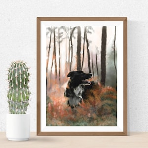 Border Collie Sheep Dog Art Print, Giclee Print, Border Collie Art Gift, Dog Art, Home Decor, Dog Lover Gift, Border Collie Gifts, Sheepdog