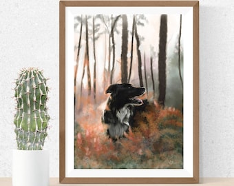 Bordercollie-kunstprint: gicleeprint boshond