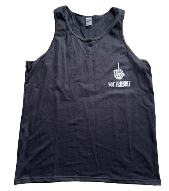 NOT FRIENDLY Mens Tank Top, Mens Tank Top, Black Tank Top, White Tank Top, Gifts for Him, Clothes for Him, Skeleton Hand, Offensive Gift