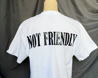 NOT FRIENDLY Unisex T-Shirt, Black Tshirt, Gifts for Him, Gifts for her, Middle Finger, Skeleton Hand, Offensive Gift