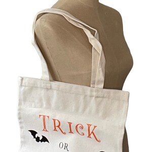 Trick or Treat bag, spooky season, canvas tote bag, Halloween bag, gift for her, gift for him, reusable bag