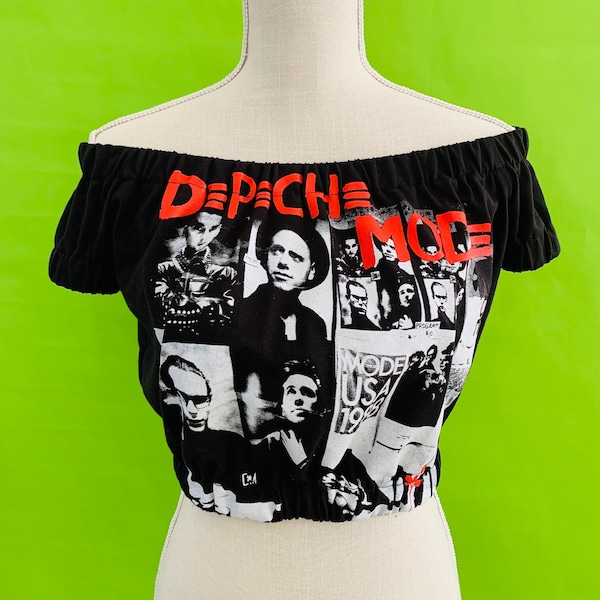 Depeche Mode Ladies Off Shoulders Elasticized Crop Top. Choose Your Size.