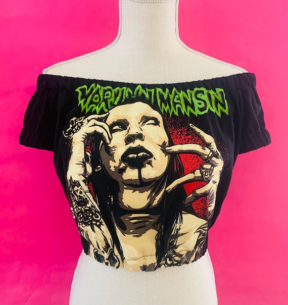 Marilyn Manson off Shoulders Elasticized Crop Top. Choose Your