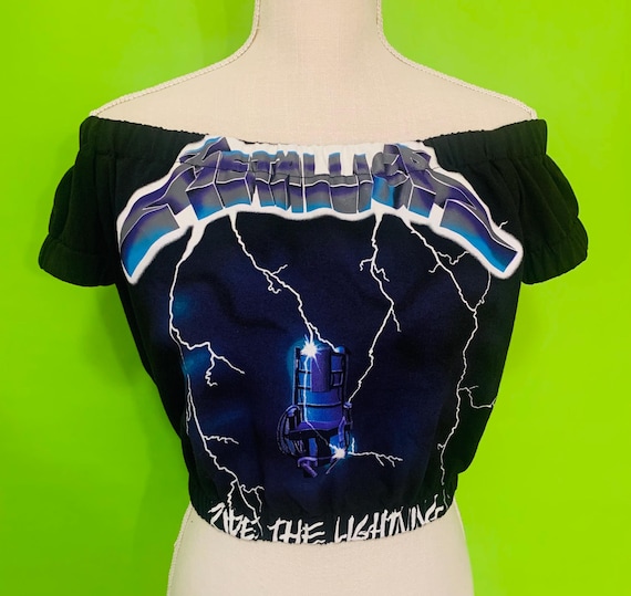 Metallica Off Shoulders Elasticized Crop Top. Choose Your Size.